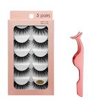 False Eyelashes 10 Pairs 3D Mink Lashes Handmade Natural Thick Eyelashes Reusable Cruelty-Free Eyelash Set - Contains Tweezers (G604)