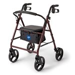 Medline Basic Steel Rollator with 8-Inch Wheels, Red