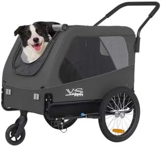 Tiggo VS Pets L Hundeanhänger & Jogger 2-in-1 Hundebuggy, Fahrradanhänger Klappbar,groß ca. 250 Liter Volumen, f ür Hunde bis 35kg (GRAU)