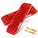 Recovery Traction Boards- BUNKER INDUST Offroad Traction Mat Red Traction Tracks with Straps for Sand Mud Snow, Pack of 2