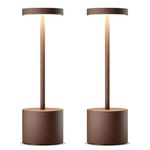 2 Pack Cordless Table Lamps Rechargeable,5000mAh Battery Operated LED Table Light,3 Level Stepless Dimmable,Portable Modern Small Desk Lamp,for Party Patio Dining Restaurant Outdoor (Rust)