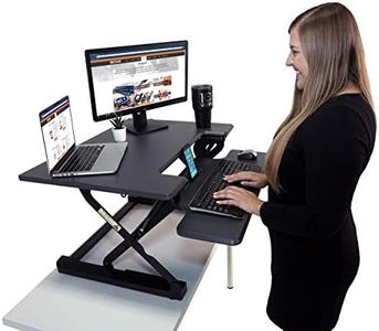 Victor DCX710G High Rise Collection Height Adjustable Standing Desk with Keyboard Tray (Gray) - Sturdy Steel Frame, Dual Lever Release System, 2 Tiered Wooden Work Surface and Keyboard Tray, 31 Inches