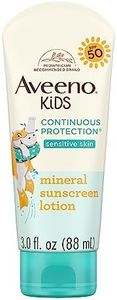 Aveeno Kids Continuous Protection Zinc Oxide Mineral Sunscreen Lotion for Children's Sensitive Skin with Broad Spectrum SPF 50, Tear-Free, Sweat- & Water-Resistant, Non-Greasy, 3 fl. oz