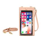 ChuYe Crossbody Touch Screen Purse Women Handbag, Women Mini Crossbody Cell Phone Purse, Small Leather Crossbody Bag with Adjustable Strap with & Credit Card Slots(7.7x4.1'') Pink