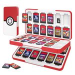 MoKo 48 Game Card Case Compatible with Nintendo Switch OLED 2021/Switch/Switch Lite, Switch Games Holder Case for 48 Switch Game Card & 24 SD Card, Slim & Portable Game Card Storage Box, Pokeball