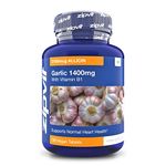 Garlic Tablets 1400mg, 2100mcg Allicin per Tablet with Added Vitamin B1. Supports Heart Health. 180 Vegan Tablets. 6 Months Supply.