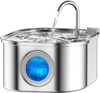 Cat Water Fountain, 3.2L/108oz Automatic Stainless Steel Pet Fountain Dog Water Dispenser with Super Quiet&Transparent Window Design- Ideal for Cats, Dogs and Multiple Pets - Dishwasher Safe(Fountain)