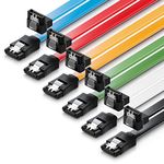 deleyCON 6x 50cm (1.64 ft.) SATA 3 Cable in Set SATA III Data Cable - HDD SSD Connection Cable Metal Clip 6 GBit/s - 1x Straight 1x 90 L-Type Connectors - Colourful