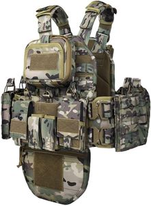 BOMTURN Heavy Duty Breathable Utility Tactical Vest for Men, Adjustable Airsoft Vest with MOLLE Removable Pouches