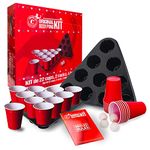 Original Official Beer Pong Kit®| Official Complete Beer Pong Pack | Premium Quality | 22 Red Cups | 2 Spacing Racks | 4 Balls | Official Rules | Drinking Game | Party Game | OriginalCup®