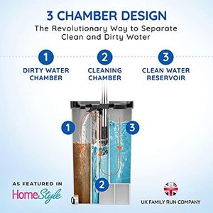 SqueezyPeasy Flat Mop and Bucket Set – 3-Chamber, 5 Microfibre Pads, 360° Rotating Head