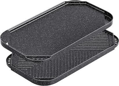 Caannasweis Nonstick Griddle Grill Pan, 19.5" x 11" Reversible Griddle Pan for Stove Top, Grill, or Campfire, Two Burner Cast Aluminum Grill, Rectangular Baking Flat and Ribbed Griddle Plate