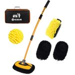 GES 43" Car Wash Brush,15° Curved Car Cleaning Brush with Extendable Extra-Long Handles for Washing Car Caravan Van Truck Soft Chenille Head Duster Cleaning Kit (Black and Yellow)