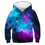 Kinberr Boys Galaxy Hoodies Comfy Hooded Sweatshirts for Girls Novelty Fashion Pullover Hoody Long Sleeve 3D Printing Hoodies with Big Pocket for Sports