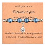 CERSLIMO Flower Girl Proposal Bracelet Gifts - Will You Be My Flower Girl Jewelry Gifts for Girls Kids Child, Flower Girl Proposal Gifts Bracelet for Little Girls, Dark Blue