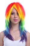 L-email 20.87inch Medium Length Straight Cosplay Wig Rainbow
