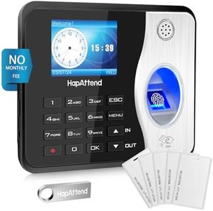 HapAttend Time Clocks for Employees Small Business Automatic Calculate Hours, 0 Monthly Fees Fingerprint Time Clock, H3 Standalone Biometric Clock in Machine for Employees with 5 RFID Cards (H3)