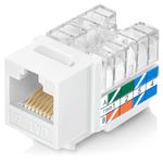 Everest Media Solutions 90° Angled Cat6 Keystone Jack in White - Slim Profile RJ45 Female Connector - Compatible with 90° Angled Speed Termination Tool - easyJACK (B094WB91H3) - 20-Pack