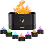 Gzvxuny Flame Essential Oil Diffuser, Upgrade 7 Colour Lights Aromatherapy Diffuser, Super Quiet Air Humidifier, Electric Aroma Diffuser, Waterless Auto-Off for Home Office Room, Black