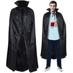 REDSTAR FANCY DRESS Adult Black Cape with Collar 140cm Long Cape - A Halloween Vampire Cape for Vampire Costume - Halloween Accessories Black Cloak for Halloween Costumes Adults