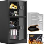 8.6 Cuft Heavy Duty Dual Door Safe Box with Hidden Lock Box Fireproof Waterproof Bag,Removable Shelves,Silent,Fireproof safe for Home, Office, Hotel (8.6 Cuft Double Door Safe)