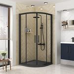 Milan 900 x 900mm Quadrant Shower Enclosure Walk in Corner Cubicle 6mm Double Sliding Doors - Matt Black
