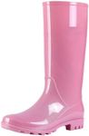 Asgard Women’s Tall Rain Boots Waterproof Knee High Rainboots Rubber Garden Wellies, Light Pink, 9