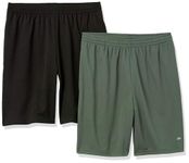 Amazon Essentials Men's 2-Pack Loose-Fit Performance Shorts, Olive/Black, XX-Large