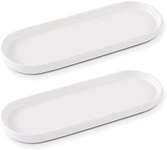 Ceramic Sink Tray, Bathroom Counter Tray, Bathtub Tray, Cosmetics Dish, Candle Tray, Perfume Shampoo Liquid Soap Tray Simple Style Design Suit for Bathroom and Kitchen (2pcs White)