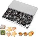 JYDirect 30 Pieces Mini Cookie Cutters, Geometric Shapes Metal Cookie Biscuit Cutter Set, Star Flower Round Square Triangle Hexagon Heart Oval Stainless Steel Stamps for Baking Out Pastry Dough, Pie Crust & Fruit, Fondant