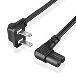 TNP Universal 2 Prong Angled Power Cord (3 Feet) 2 Pack - NEMA 1-15P to IEC320 C7 Figure 8 Shotgun Connector AC Power Supply Cable Wire Socket Plug Jack (Black) Compatible w/Apple TV, PS4 PS3 Slim