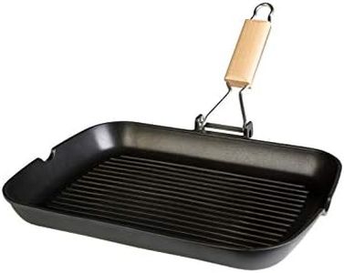 WECOOK! Ecostone Poêle à Griller Induction Ondulé, 34 x 24 cm, Antiadhésive ILAG Écologique sans PFOA, Fonte d'Aluminium, Épaisseur 5 mm, Poignée en Bois Pliable, Vitrocéramique, Gaz