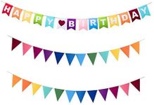 Rainbow Felt Fabric Bunting, 24 Pcs/ 16.4 Feet(2 Pack) Decoration Banners for Birthday Party, Baby Shower, Window Decorations and Children's Play Room Decorations