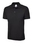 Mens & Womens Classic Polo Shirt Short Sleeve Plain Tee Top Casual Work Sports (6XL, Black)