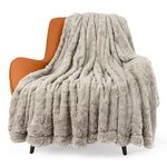 TOONOW Fuzzy Blanket Cozy Faux Fur Luxury Throw Blanket, Extra Soft, Double Sided, Fluffy, Plush Warm Throw Blanket for Couch Sofa Bed, 51''x67'' (Pumice Stone)