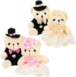 LUOZZY 4Pcs Wedding Plush Bear Doll Stuffed Bear Bride Groom Bear Doll for Wedding Valentine Anniversary Birthday Party