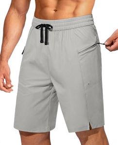 FOGFIRE Mens Swim Trunks Board Shorts Bathing Suit Swimwear with Zipper Pockets No Liner Quick Dry for Beach Swimming Light Gray Small