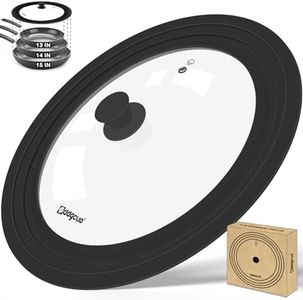 GDDGCUO Universal Pan Lids, Large Silicone Pot lids for Pots, Pans & Skillets - Fits 13", 14" & 15" Diameter Cookware, Frying Pan lid, Dishwasher Safe, Black