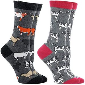 WHD Cow Lovers Socks 2-Pack (Raspberry/Gray Heather, Medium)