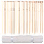 Curtzy Bamboo Knitting Needle Set - 16 Pairs of Wooden Straight Knitting Needles with Storage Case - Single Pointed in Sizes 2mm - 12mm - Each Needle Measures 34cm/13.5 inches - Beginners to Experts