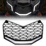 SAUTVS Front Grille with LED Light for Maverick X3 2017-2024, New Premium Front Bumper Mesh Grill with LED Light Bar for Can-Am Maverick X3 2017-2024 Accessories