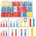 300pcs 18 Types Crimp Connectors, Ring Spade Fork Butt Wire Connectors Kit, 6.3mm Male and Female Spade Connector kit, Quick Disconnect Crimp Terminals Electrical Connectors, Electrical Terminals