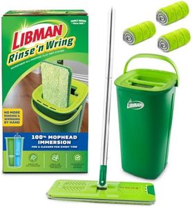 Libman Rinse 'n Wring Mop and Bucket System | Microfiber Floor Mop | Hardwood Floor Cleaner | Wet & Dry Mop | Clean & Dirty Water Chambers | Power Blades | 4 Total Microfiber Pads