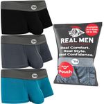 Real Men Bulge Enhancing Underwear 3 Pack, Ultra Soft Boxer Briefs Modal, Bulge Pouch Underwear, White Black Grey Cyan, S