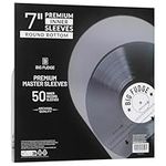 Big Fudge Vinyl Premium 7-Inch Round Bottom Inner Vinyl Sleeves - Anti Static Rice Paper for Dust-Free Records - Covers for Vinyl Record Storage & Vinyl Accessories - 50pcs Pack