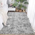 kinganda Area Rugs Soft for Bedrooms Shaggy Non Slip Fluffy Large Rugs for Living Room Washable Nursery Carpet for Kids Room (Grey White, About 2.6 'x 3.9' (80 x 120 cm))