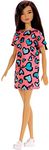 ​Barbie Doll, Brunette, Wearing Pink and Blue Heart-Print Dress and Platform Sneakers, for 3 to 7 Year Olds, GHW46