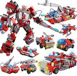 KaeKid Robot Building Toys for Kids 6 7 8 9 10 Year Old, 9 in 1 Fire Engine Truck STEM Construction Toys Set, Building Educational Gift Toys for Kids Boys Girls