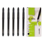 5 Star Branded 12 X Black Roller Gel Pens 0.7mm Tip with Rubber Grip & Visible Barrel