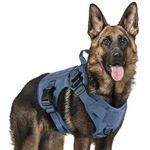 rabbitgoo Tactical Dog Harness for Extra Large Dogs Breed, No Pull Adjustable Military Pet Service Vest with Molle Loop Panels and Easy Control Handle for Training Hunting Walking Hiking, Blue, XL